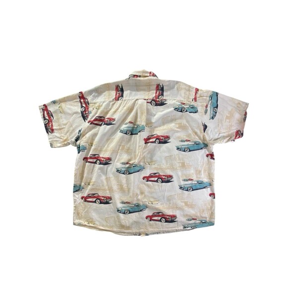 North River Outfitters Button Down Shirt Men's XL Classic Cars Beige Red Blue - Picture 4 of 10